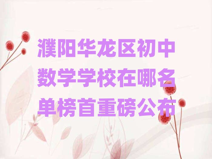 濮陽華龍區(qū)初中數(shù)學學校在哪名單榜首重磅公布