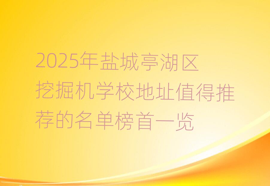 2025年鹽城亭湖區(qū)挖掘機(jī)學(xué)校地址值得推薦的名單榜首一覽